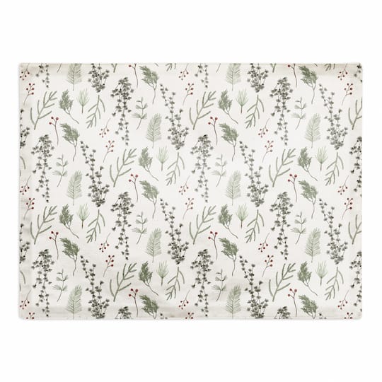 Pine Greenery on White Cotton Twill Placemat